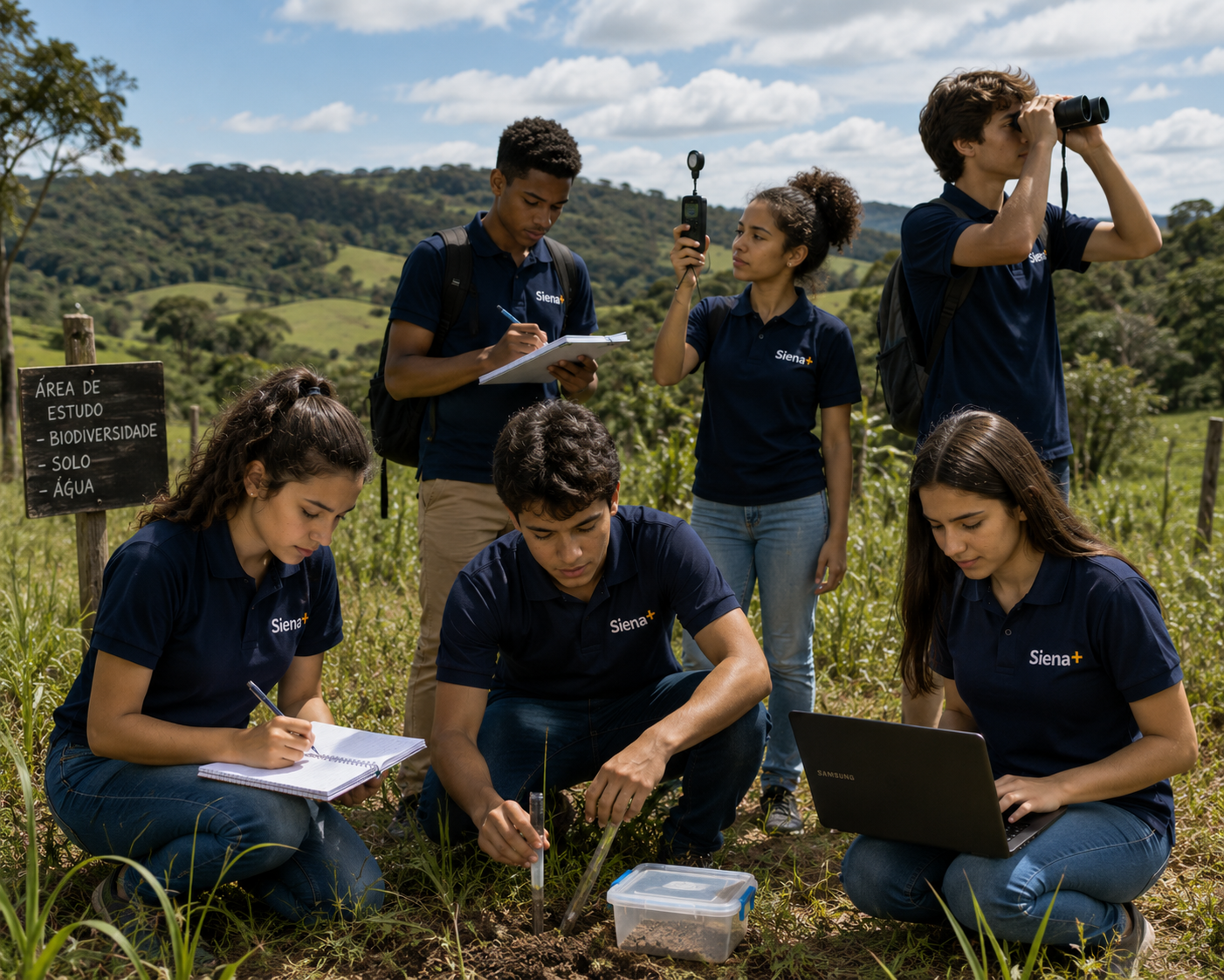 Alunos do Siena+ em atividade de estudo ao ar livre